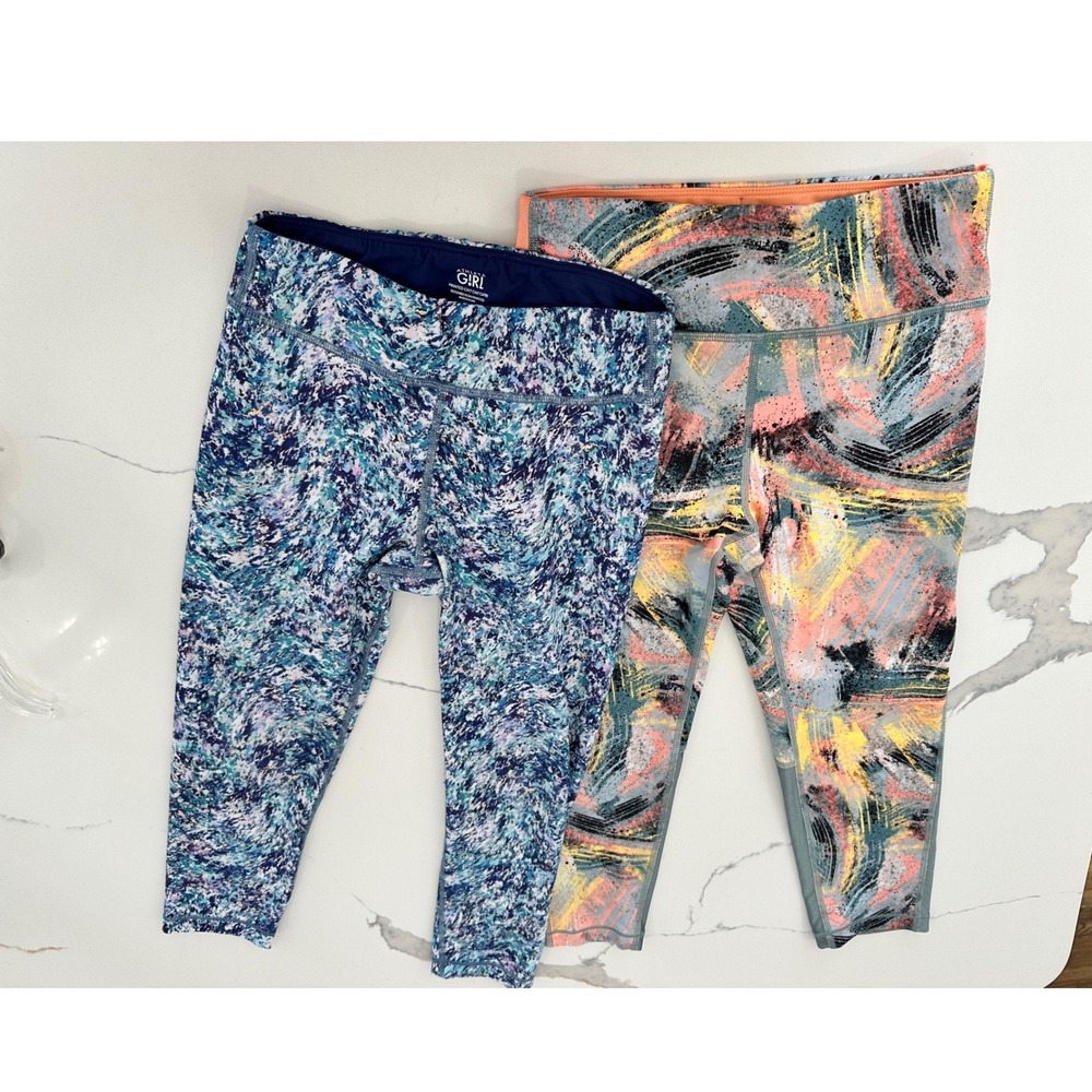 Athleta Girl Simone Biles Activewear Leggings Kids Size 10 12 Abstract Print
